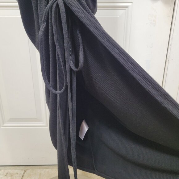 Rachel Zoe Women's Ruched Long Bodycon Ribbed Surplice Maxi Dress Black Size S - Picture 7 of 9